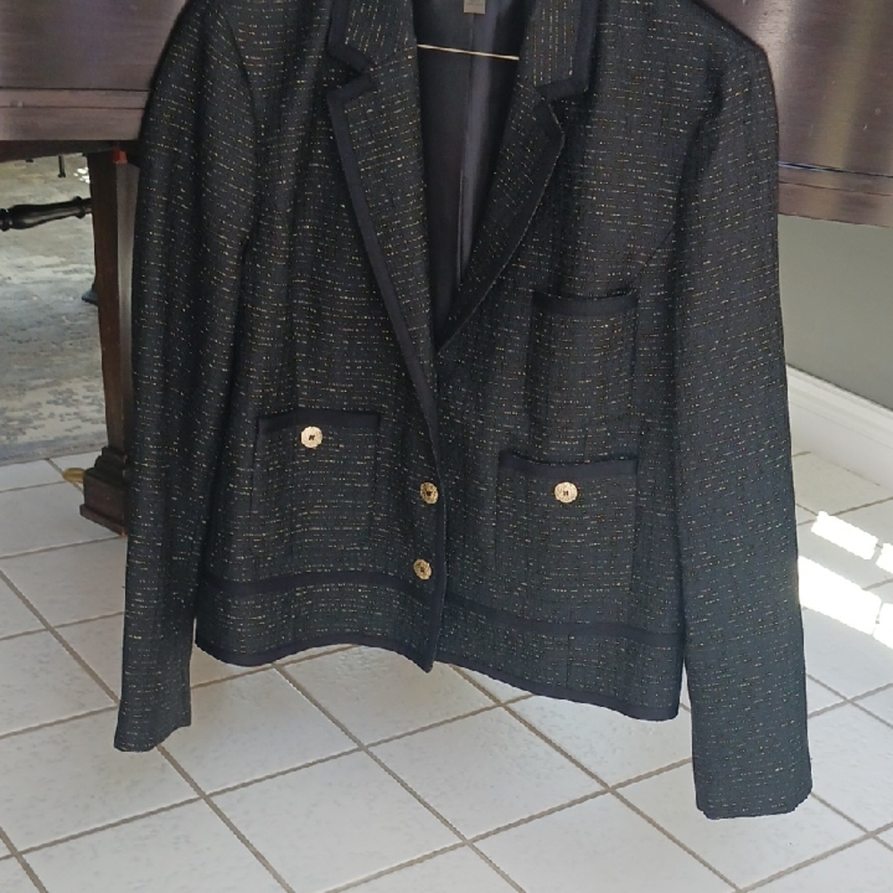 Kasper Black and Gold Blazer with Tailored FIT